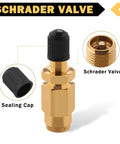 Cheemuii 1/4in inflation Schrader valve with push-to-connect brass body and black cap