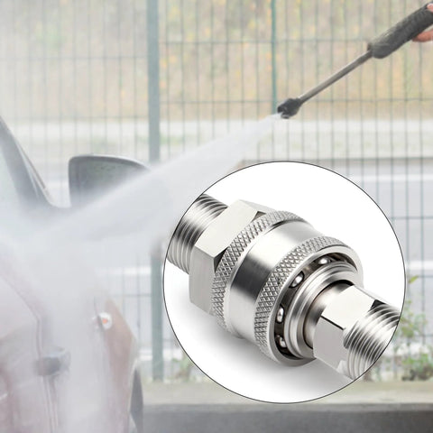 TAISHER 12-piece stainless steel pressure washer quick-connect adapter kit, 3/8 in male, close-up connector