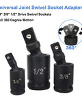 11 Piece Impact Adapter And Reducer Set With Universal Joint Swivel Sockets for Various Sized Drives