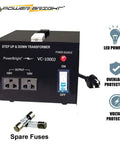 300 Watt Step Up And Down Japanese Voltage Transformer For 120V And 100V Countries with universal outlet and spare fuses