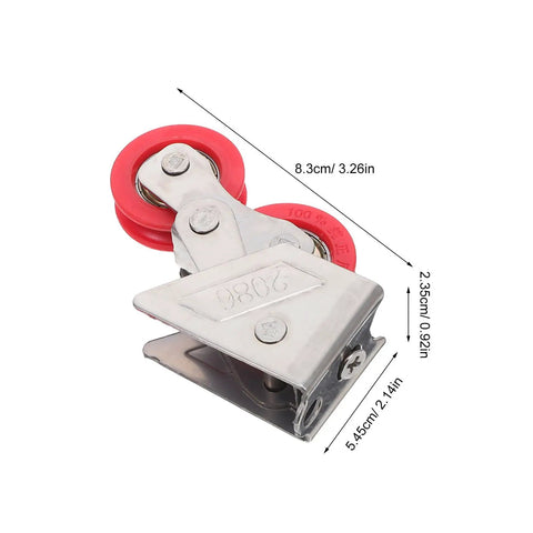 Smooth As Butter Premium Heavy Duty Double Wheel Sliding Door Rollers, stainless steel frame, red wheels, 8.3cm size for closet and window track replacement.