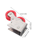 Heavy Duty Double Wheel Sliding Door Rollers And Stainless Steel Window Glide Replacement Pulleys with red wheels and sealed bearings.