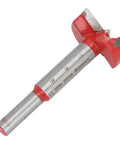 Red drill bit from 35mm Hinge Boring Jig Kit With Hole Locator, Red Drill Bit And Wrench For Furniture Cabinets, Durable ABS Plastic And Hardened Steel Construction For Precise, Easy Install And Long Lasting Performance.