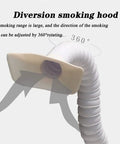 Slick Desktop Solder Fume Extractor Featuring A Solid 20W Brushless Motor And Three Layer Activated Carbon Filtration For Dead Quiet Smoke Cleanup And Flexible 360 Degree Arm Setup, showing adjustable 360° diversion smoking hood.