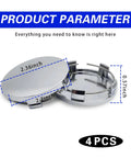 4 Pack Heavy Duty Abs Wheel Center Hub Caps Snap On Rim Covers Universal Fit measurements showing 2.36 inch OD and tight seal design.