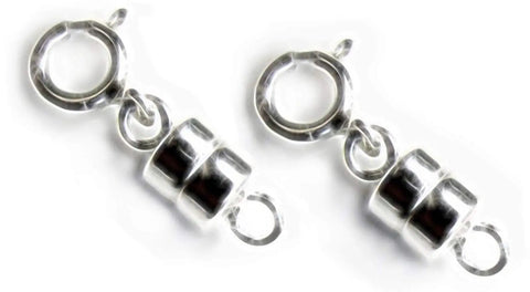 Two Sterling Silver Magnetic Converter Clasps For Small Necklaces No Fuss Easy Clip Works With Spring Ring Or Small Lobster Clasps