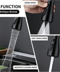Kitchen Faucet with Pull Down Sprayer, Black Kitchen Sink Faucet featuring 3 spray modes in antique bronze finish.