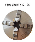 K12-125 4-jaw lathe chuck, 125mm metal chuck with four jaws, front view