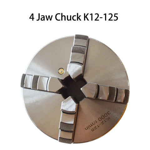 K12-125 4-jaw lathe chuck, 125mm metal chuck with four jaws, front view