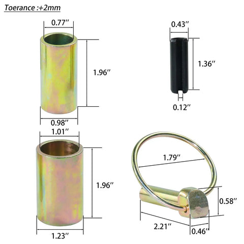 4 Pack CAT 1 Quick Hitch Bushings Kit with pin dimensions for Category 1 3 Point Hitches and Tractors Replaces TK95029 Speeco S14114200