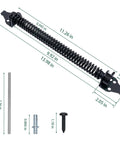Heavy Duty Gate Hardware Kit With 8 Inch T Strap Hinges And Gravity Gate Latch Plus Self Closing Spring including spring measurements.