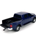 Rear view of Realistic Ram 3500 Mega Cab Dually Truck Toy with Trailer Hitch One Twenty Scale Farm Toy for Three Year Old Boys.