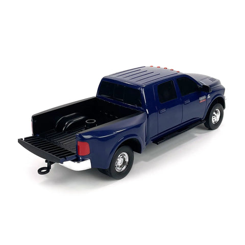 Rear view of Realistic Ram 3500 Mega Cab Dually Truck Toy with Trailer Hitch One Twenty Scale Farm Toy for Three Year Old Boys.
