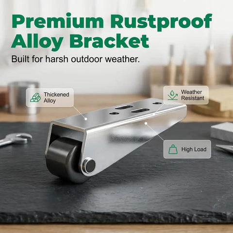 Heavy Duty Vertical Track Roller Wheel For Smooth Sliding Door Bottom Guide And Fence Gate Swap With Rugged Aluminum Bracket And Hassle Free Nylon Caster showing premium rustproof alloy bracket for outdoor use.