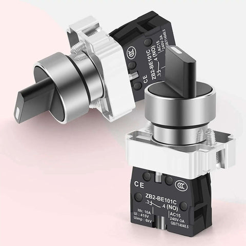 Two Pack Latching Rotary Selector Switch 2 Positions Maintained 1NO SPST 600V 10A For Industrial Control Panels Built Tough