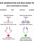 Comparison between traditional nose pads and Soft Silicone Eyeglasses Nose Pads With Air Cushion For Ultra All Day Comfort No Slip.