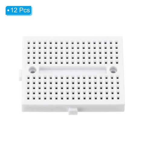 White ABS 12 Pack Mini Solderless Breadboards With 170 Tie Points Self Adhesive for DIY Projects