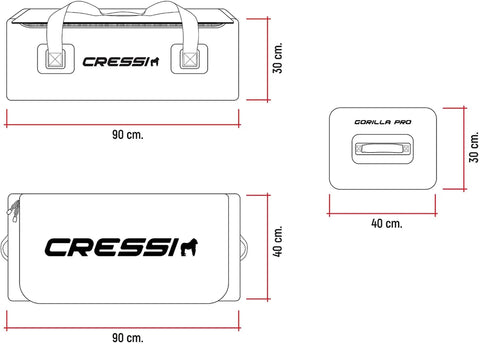 Diagram of Big Capacity Waterproof Dry Bag For Boating And Travel, 135 Liter Gear Tote With RF Welded PVC Seams, dimensions shown