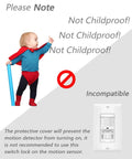 Image showing a note that the Magnetic Switch Guards are "Not Childproof," with a baby pointing at a modern switch plate.