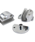 No Drilling Glass Door Hinges With Zinc Alloy Single Clamp Pivot for easy installation on modern kitchen and bathroom doors.