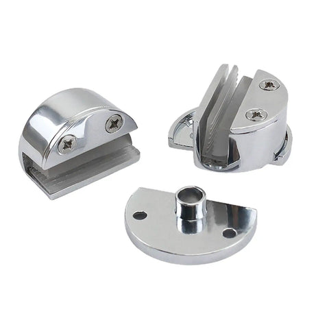 No Drilling Glass Door Hinges With Zinc Alloy Single Clamp Pivot for easy installation on modern kitchen and bathroom doors.
