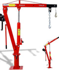 Built Tough Heavy Duty Folding Engine Hoist And Pickup Bed Tailgate Crane With Slick Hydraulic Winch Telescoping Boom showcasing red frame.