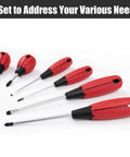 Magnetic Screwdriver Set 6 Piece With 3 Phillips And 3 Flat Head Standard And Stubby Screwdrivers Cushioned Grip Handles