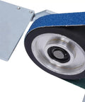 Close-up of the Heavy Duty 1x30 Belt Sander and Disc Grinder with brushless motor, showing the sandpaper and wheel design.