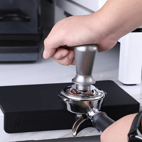 Top-Tier Coffee Tamping Station With Built-In Espresso Knock Box And Portafilter Holder Keeps Your Bar Setup Crisp Fits 58mm Portafilters, hand tamping coffee