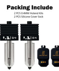 2 Pack Hardened Steel 0.4mm Nozzle Hotend Kit for H2S H2D P2S Combo Printers, Compatible with A1 Mini, shown with silicone socks