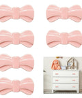 Totally Adorable Pink Bow Dresser Knobs Six Pack Ceramic Drawer Pulls for Girls Room and Nursery with Vintage Style