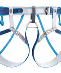 Adjustable Ski Mountaineering Harness With Durable Webbing And Steel Double Back Buckle Super Easy To Don With Skis On Both Feet On Ground Blue