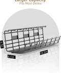 Wire Management Shelf with Easy No Fuss Pre Drilled Install Black, large metal tray dimensions, 2 Pack Under Desk Cable Management Trays