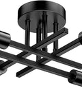 Semi Flush Mount Matte Black Sputnik Ceiling Light Fixture With Four E26 Sockets Perfect For Bedroom Kitchen Living Room And Dining Room