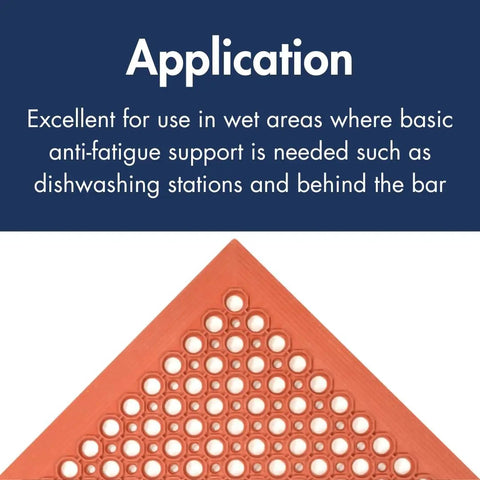 Anti Fatigue Rubber Floor Mat For Kitchens And Restaurants With Drainage Holes, Beveled Edges, Lightweight And Non Slip, 3 By 3 Feet