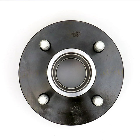 Front view of UCUT trailer hub assembly kit; black 4-bolt flange on a 4-inch circle with central bearing