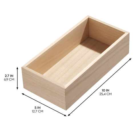 Paulownia Wood Drawer Organizer Bin For Kitchen And Pantry Renewable Material 5 By 10 By 2.5 Inches Natural Finish