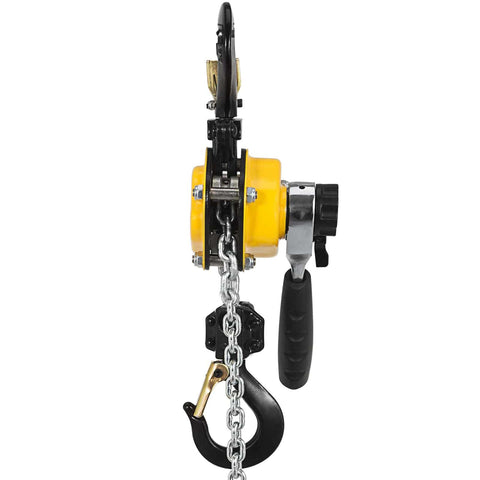 Side view of Go To Handheld Mini Lever Chain Hoist Half Ton 10 Foot G80 Alloy Steel Chain Rugged Brake Heavy Duty Lifting Tool