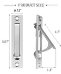 Pocket Door Pull And Edge Pull Set In Brushed Nickel, 6 Inch Handles, showing size and side view, 304 Stainless Steel