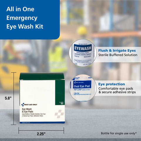 Six Piece Eye Wash Kit With Oval Eye Pads And Adhesive Strips, Emergency Eye Rinse Cup, Single Use Eye Wash Bottle, Quick Relief For Eye Irritation, Grab And Go First Aid