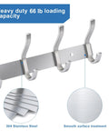 Heavy Duty Wall Hooks 23 Inch Coat Rack Wall Mount With Eight Hooks, Stainless Steel 304 Silver close-up showing sturdy hooks