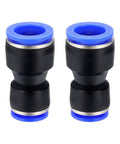 2 Pack Easy Snap Pneumatic Straight Fittings Reducer Union Plastic Push To Connect Air Line Fittings 12mm To 16mm Tube OD Blue