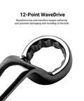 Close-up of 12-point box end from Deep Offset 75 Degree Double Box End Wrench Set 6 To 24 Mm Metric 10 Piece with WaveDrive detail.