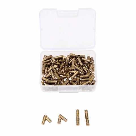 Beefy Solid Brass Concealed Barrel Hinges 100 Pack For Small Cabinets And Jewelry Boxes, 4x20mm shown in open box