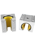 16mm Linear Bearing Block Set 2 Pack For SBR16 Rails with aluminum and plastic open slide bearing visible