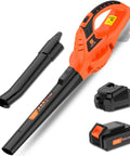 21V Cordless Leaf Blower With 4.0Ah Battery And Fast Charger Ultra Lightweight Handheld Electric Blower in orange and black