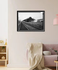 Three Heritage Union Station Train Shed Wall Art Prints Set For Office Decor, Vintage Vibe, Black Frame, Railway Perspective