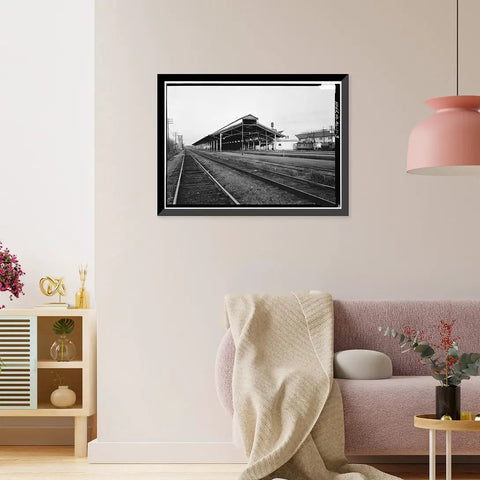 Three Heritage Union Station Train Shed Wall Art Prints Set For Office Decor, Vintage Vibe, Black Frame, Railway Perspective