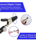 Advanced alligator clamp of Helping Hands Soldering Clamp Station With 3X LED Magnifier Lamp, rotating adjustment, thumb nuts