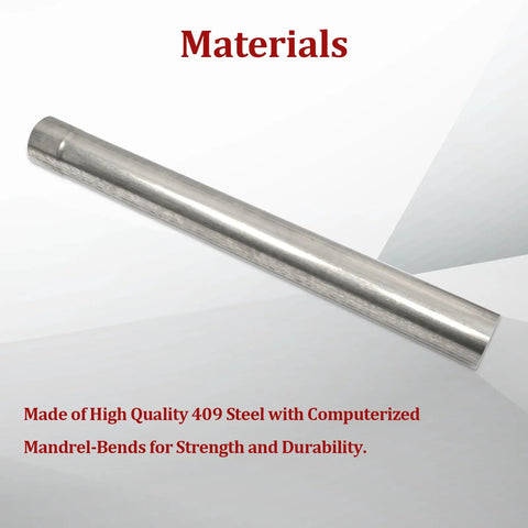 5 Inch OD 409 Steel Straight Exhaust Pipe 48 Inch Long Mandrel Bent Tube For Custom Exhaust System Install Slip Fit Easy Fitment Heavy Duty DIY Car Modification